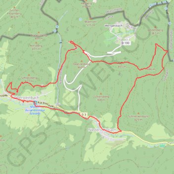 Itinéraire Châteaux et rochers autour d’Obersteinbach, distance, dénivelé, altitude, carte, profil, trace GPS