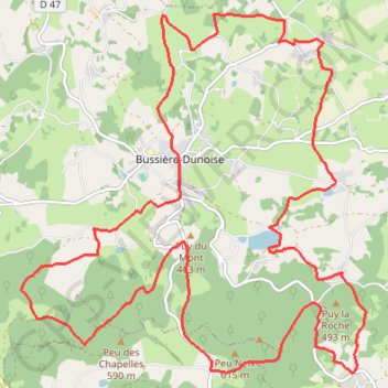 Itinéraire Monts de Guéret, distance, dénivelé, altitude, carte, profil, trace GPS