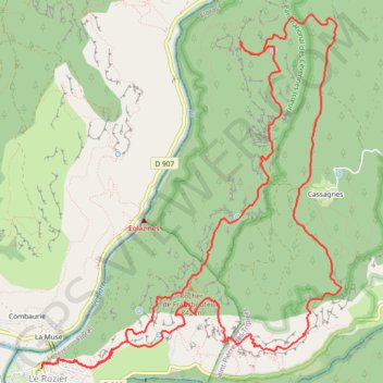 Itinéraire Le rozier, distance, dénivelé, altitude, carte, profil, trace GPS