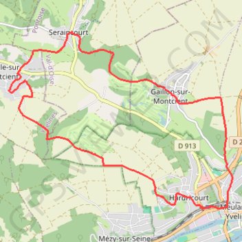 Itinéraire Boucle à partir de Meulan, distance, dénivelé, altitude, carte, profil, trace GPS