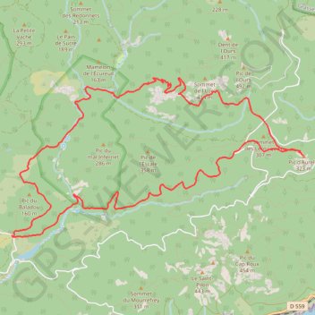 Itinéraire Esterel - Le Pic d'Aurelle, distance, dénivelé, altitude, carte, profil, trace GPS