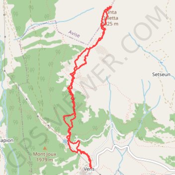 Itinéraire Punta Ouilletta, distance, dénivelé, altitude, carte, profil, trace GPS