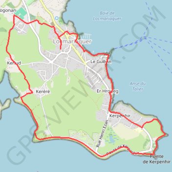 Itinéraire Le tour de Locmariaquer, distance, dénivelé, altitude, carte, profil, trace GPS