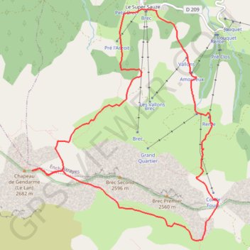 Itinéraire Chapeau de Gendarme Super Sauze, distance, dénivelé, altitude, carte, profil, trace GPS