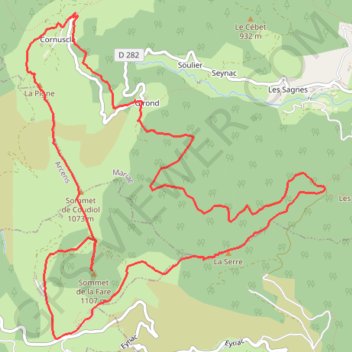 Itinéraire Le Serre de la Farre à partir de Girond, distance, dénivelé, altitude, carte, profil, trace GPS