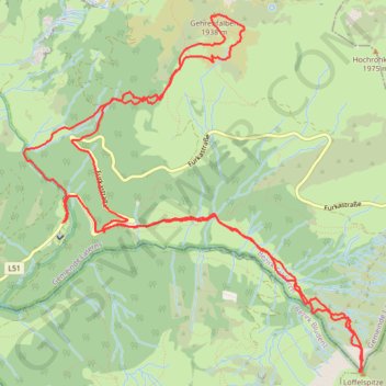Itinéraire Gerenfalben et Löffelspitze, distance, dénivelé, altitude, carte, profil, trace GPS