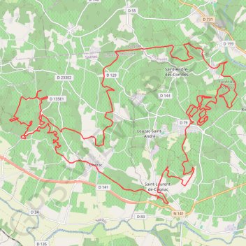 Itinéraire St André Chérac 50 km, distance, dénivelé, altitude, carte, profil, trace GPS