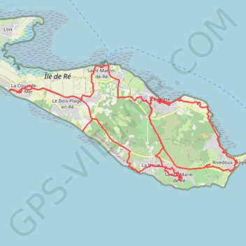 Itinéraire La Couarde-sur-Mer, Sainte-Marie-de-Ré, La Flotte, Rivedoux Plage, distance, dénivelé, altitude, carte, profil, trace GPS