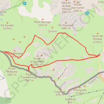 Itinéraire Tour Gradillere, distance, dénivelé, altitude, carte, profil, trace GPS