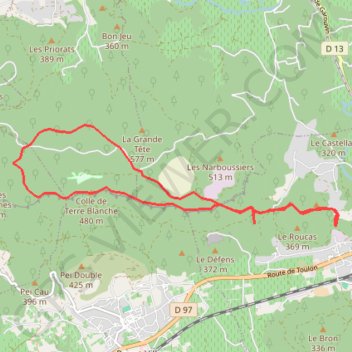 Itinéraire Carnoules, distance, dénivelé, altitude, carte, profil, trace GPS