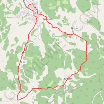Itinéraire Sainte-Orse - Boucle de Laudonie, distance, dénivelé, altitude, carte, profil, trace GPS