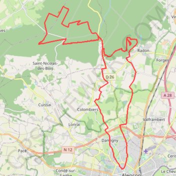 Itinéraire Au fil des chemins d'Écouves, distance, dénivelé, altitude, carte, profil, trace GPS