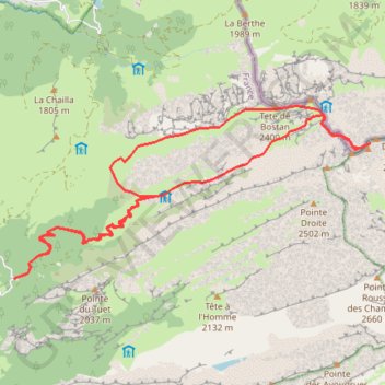 Itinéraire Dent blanche occidentale - tête de Bostan, distance, dénivelé, altitude, carte, profil, trace GPS
