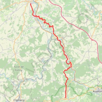 Itinéraire Auxerre - Vézelay, distance, dénivelé, altitude, carte, profil, trace GPS