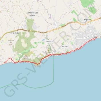 Itinéraire TP11 Salema-Luz, distance, dénivelé, altitude, carte, profil, trace GPS