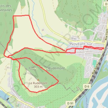 Itinéraire Novéant_Rudemont, distance, dénivelé, altitude, carte, profil, trace GPS