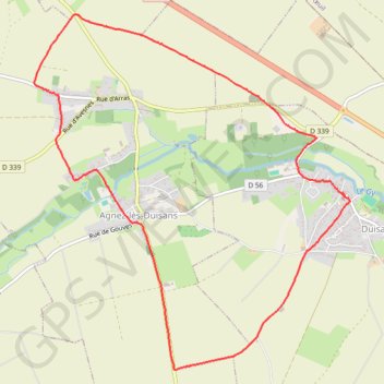 Itinéraire Duisans - Haute-Avesnes - Warlus, distance, dénivelé, altitude, carte, profil, trace GPS