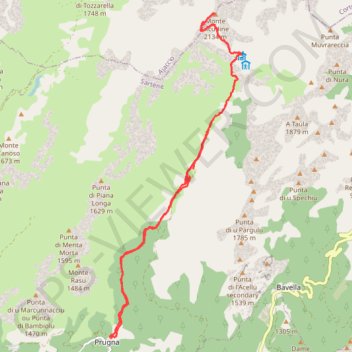Itinéraire Mont Incudine en aller-retour depuis Prugna, distance, dénivelé, altitude, carte, profil, trace GPS