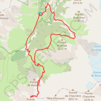 Itinéraire Pointe de l'Observatoire - Circuit du Cirque du Génépy, distance, dénivelé, altitude, carte, profil, trace GPS