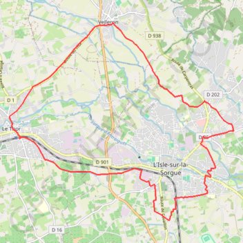 Itinéraire Mon semi l'Isle Velleron Le thor Vellorgues, distance, dénivelé, altitude, carte, profil, trace GPS