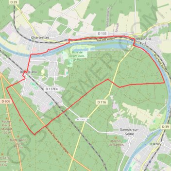Itinéraire Boucle autour de Bois-le-Roi, distance, dénivelé, altitude, carte, profil, trace GPS