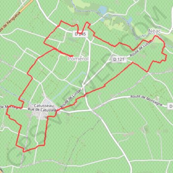 Itinéraire Pomerol, distance, dénivelé, altitude, carte, profil, trace GPS
