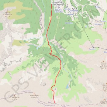 Itinéraire Col de l'ane depuis les Orres, distance, dénivelé, altitude, carte, profil, trace GPS