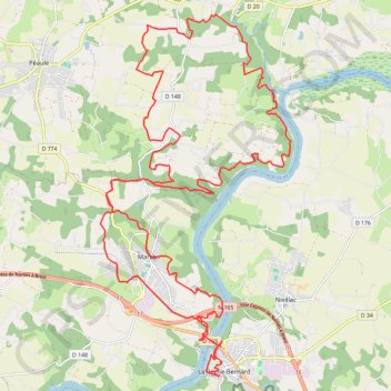Itinéraire Péaule, distance, dénivelé, altitude, carte, profil, trace GPS