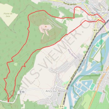 Itinéraire Ars-sur-Moselle - Pierre-qui-tourne - Croix-Saint-Clément - Roller-coaster - Tour-hertzienne, distance, dénivelé, altitude, carte, profil, trace GPS