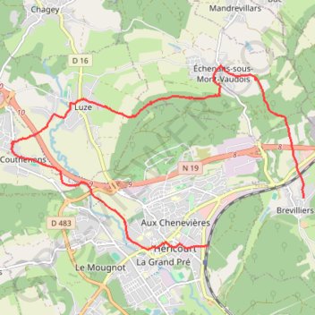 Itinéraire Autour d'Héricourt, distance, dénivelé, altitude, carte, profil, trace GPS