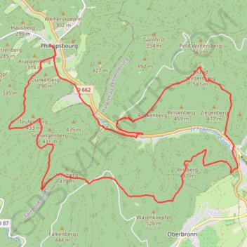 Itinéraire Sur les hauteurs de Niederbronn-les-Bains - Philippsbourg, distance, dénivelé, altitude, carte, profil, trace GPS