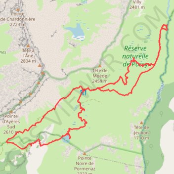 Itinéraire Rando lac de Pormenaz - chalets de Villy, distance, dénivelé, altitude, carte, profil, trace GPS