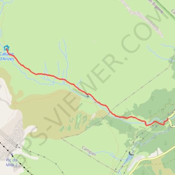 Itinéraire Cabane d'Arizes, distance, dénivelé, altitude, carte, profil, trace GPS