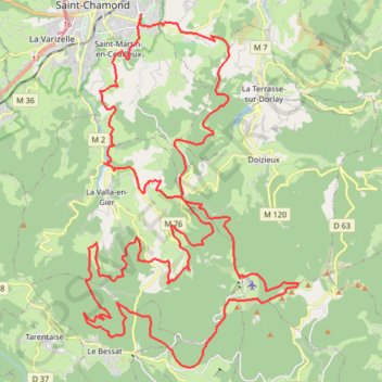 Itinéraire Saint-Cham - Saint-Chamond, distance, dénivelé, altitude, carte, profil, trace GPS