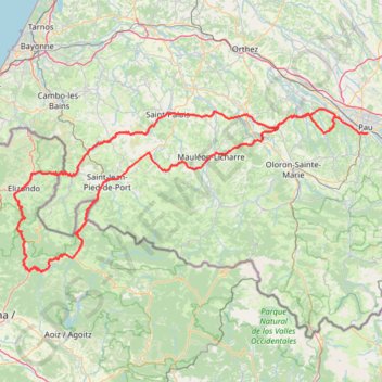 Itinéraire Col d'Ispéguy - Arnéguy depuis Pau 316km, distance, dénivelé, altitude, carte, profil, trace GPS