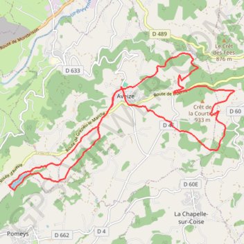Itinéraire Aveize, distance, dénivelé, altitude, carte, profil, trace GPS