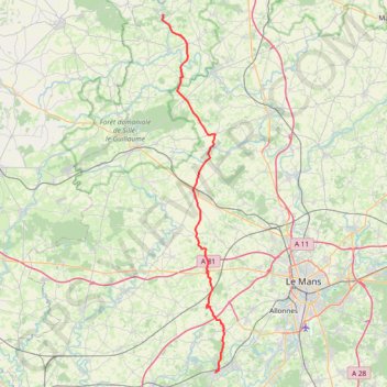 Itinéraire Itinéraire aller Saint Léonard des Bois, distance, dénivelé, altitude, carte, profil, trace GPS