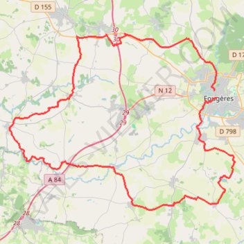 Itinéraire D01 Fougères, distance, dénivelé, altitude, carte, profil, trace GPS