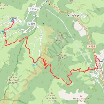 Itinéraire GR10LESCUNETSAUT, distance, dénivelé, altitude, carte, profil, trace GPS