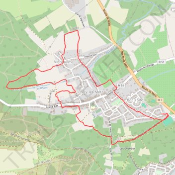 Itinéraire Lorry-lès-Metz, stade, distance, dénivelé, altitude, carte, profil, trace GPS