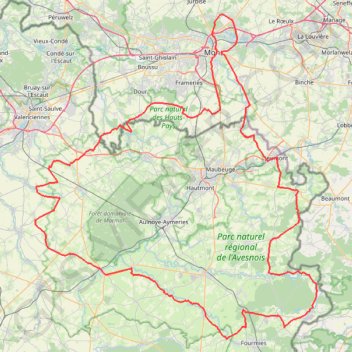 Itinéraire Boucle de l'Avesnois 228 Kms, distance, dénivelé, altitude, carte, profil, trace GPS