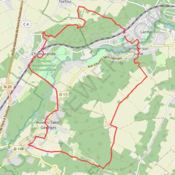 Itinéraire Lardy boucle Chamarande, distance, dénivelé, altitude, carte, profil, trace GPS