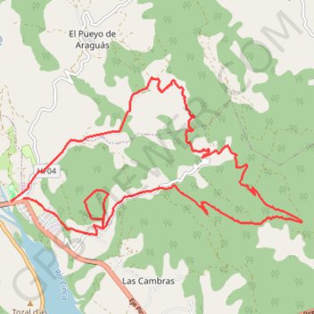 Itinéraire ZL013 Bosque de Banastón, distance, dénivelé, altitude, carte, profil, trace GPS