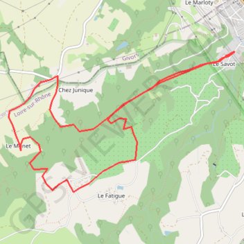 Itinéraire Loire sur Rhône ramml grande marche, distance, dénivelé, altitude, carte, profil, trace GPS