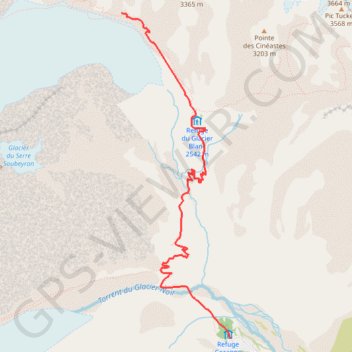 Itinéraire Rando ecrin glacier blanc, distance, dénivelé, altitude, carte, profil, trace GPS