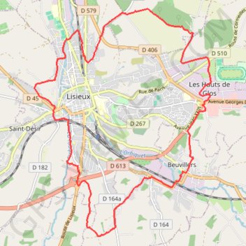 Itinéraire Autour de la Basilique de Lisieux, distance, dénivelé, altitude, carte, profil, trace GPS