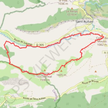 Itinéraire Saint Auban - Le Pensier, distance, dénivelé, altitude, carte, profil, trace GPS