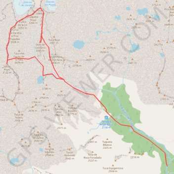Itinéraire Pic des Pavots, pico de las Espadas, Posets et diente de Llardana par le refuge du Forcau, distance, dénivelé, altitude, carte, profil, trace GPS