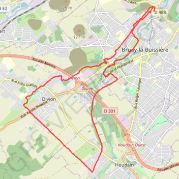 Itinéraire Bruay-la-Buissière, distance, dénivelé, altitude, carte, profil, trace GPS