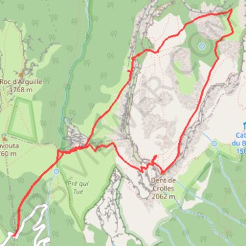 Itinéraire La Dent de Crolles (38), distance, dénivelé, altitude, carte, profil, trace GPS